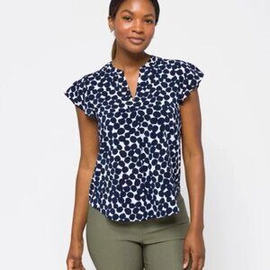 Calvin Klein Navy and White Patterned Blouse